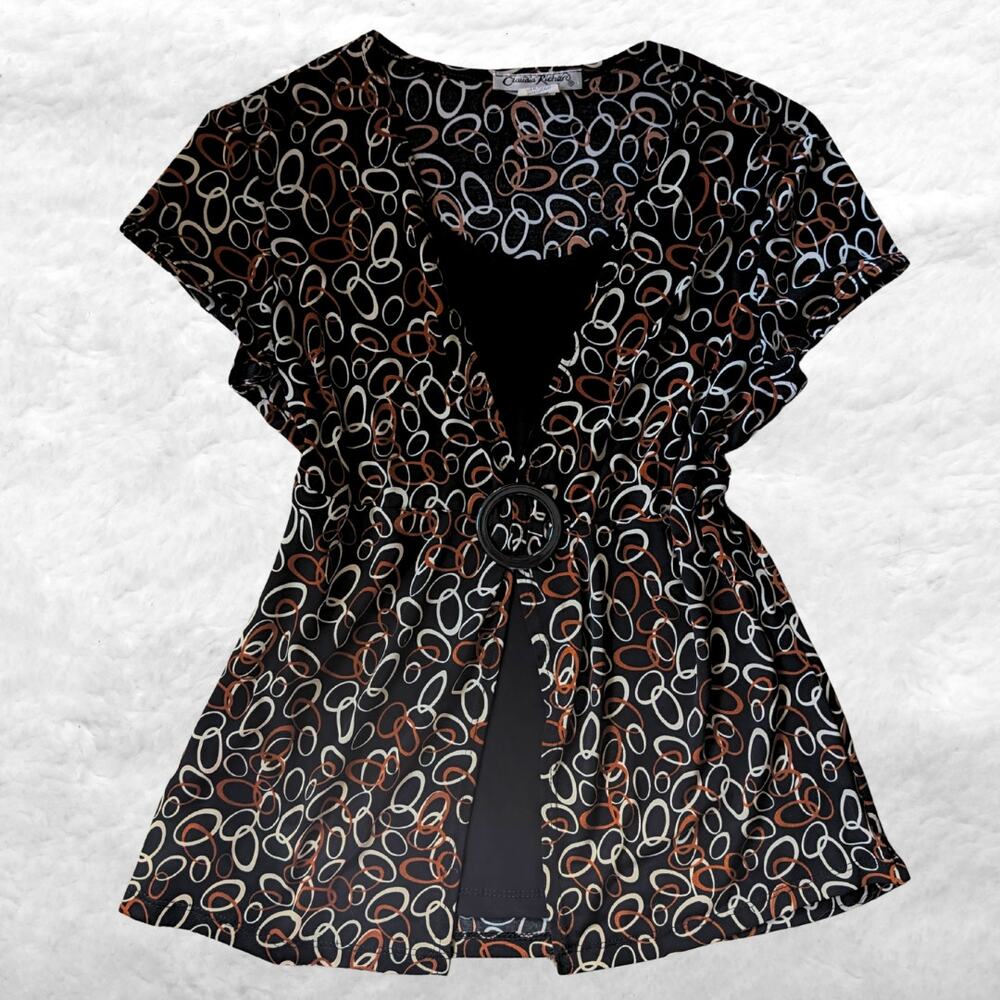 vintage y2k claudia richard geometric o-ring layered top